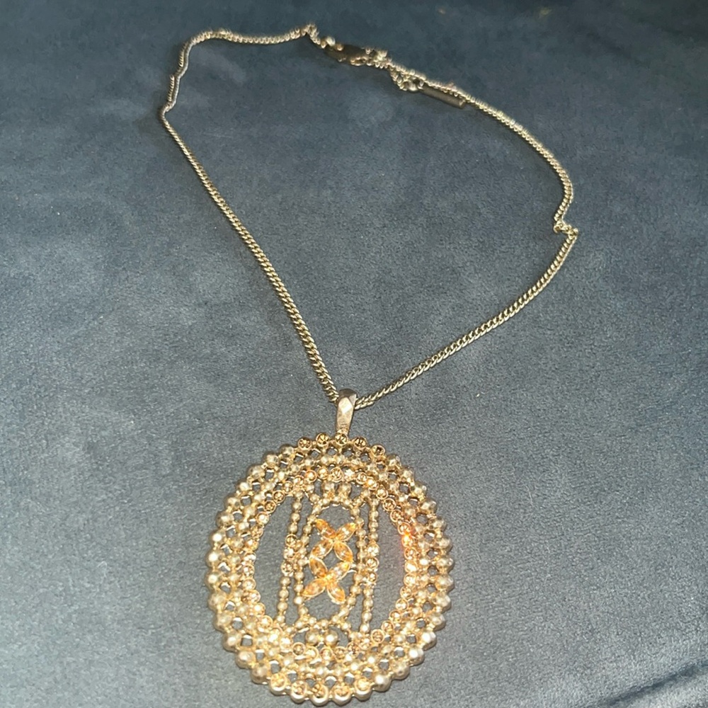 Kenneth Cole Gold Crystal Statement Necklace NWOT
